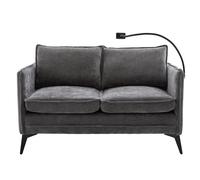 Generisch Divano doppio moderno, piccolo divano a 2 posti in tessuto con bracciolo contenitore e tasca laterale, porta cellulare regolabile, adatto per soggiorno/camera da letto,Grigio