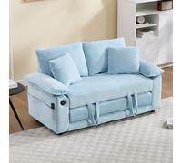 Generisch Divano letto pieghevole 3 in 1, 147 cm, con tasche laterali, colore blu