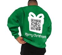 Generisch Divertente felpa girocollo uomo con codice QR a maniche lunghe divertente messaggio nascosto unisex design ideale per il tempo libero occasioni speciali, verde, XL