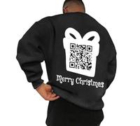 Generisch Divertente felpa girocollo uomo con codice QR a maniche lunghe divertente messaggio nascosto unisex design ideale per il tempo libero occasioni speciali, Nero , XXL