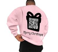 Generisch Divertente felpa girocollo uomo con codice QR a maniche lunghe divertente messaggio nascosto unisex design ideale per il tempo libero occasioni speciali, Colore: rosa., M