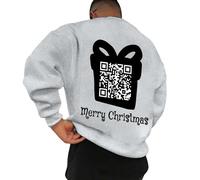 Generisch Divertente felpa girocollo uomo con codice QR a maniche lunghe divertente messaggio nascosto unisex design ideale per il tempo libero occasioni speciali, grigio chiaro., XL