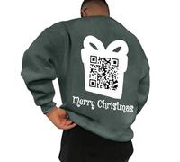 Generisch Divertente felpa girocollo uomo con codice QR a maniche lunghe divertente messaggio nascosto unisex design ideale per il tempo libero occasioni speciali, grigio scuro, M