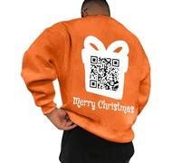 Generisch Divertente felpa girocollo uomo con codice QR a maniche lunghe divertente messaggio nascosto unisex design ideale per il tempo libero occasioni speciali, Colore: arancione., S