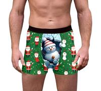 Generisch Divertente intimo natalizio per uomo, idea regalo, pantaloncini da boxe di Natale, da uomo, in cotone, morbido, buona qualità, con motivi festivi, Verde N, L