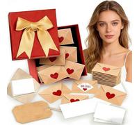 Generisch DIY Love Notes Box, Mini Blank Cards & Envelopes for Him/Her, Valentine's Day Love Card with Red Heart Stickers, Romantic Gift for Boyfriend Girlfriend Wife Husband (60 pezzi)