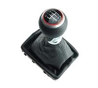 Generisch Do!LED pomello del cambio perforato + cuffia del cambio + telaio - pelle - cuciture nere - 6 marce compatibile con Audi A6 C6 4F Avant e Limo
