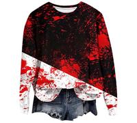 Generisch Donna 2024 Halloween Autunno e Inverno Stampato All Over In E Rosso No Hat Sport Top Felpa con cappuccio Rosso Donna, bianco, M
