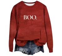 Generisch Donna 2024 Halloween Autunno e Inverno Stampato All Over In E Rosso No Hat Sport Top Felpa con cappuccio Rosso Donna, Colore: rosso, L
