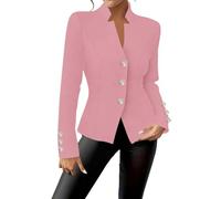 Generisch Donna 3/4 Increspato Maniche Blazer, Slim Business Cardigan risvolto Aperto Front Suit Cappotto Abiti Monocolore, Business Cropped Giacca Leggera Scollo A V Giacca Giacca Inverno, Colore