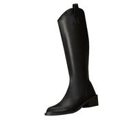Generisch Donna High Female 2024 Inverno New Foreign Trade Big Yards Pointed Thick with V Mouth Long Tube Back Zip European And American Women's Hub Scarpe da donna, Nero , 43 EU