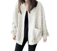 Generisch Donna Lightweight Quilted Casual Winter Open Front Button Down Puffer Coat Outwear Cardigan Bianco Cappotto Donna, bianco, L