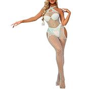 Generisch Donna lingerie giarrettiera calze sexy collant a rete aperta leggings collant collant lingerie pantaloni, verde, Taglia unica