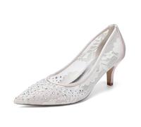 Generisch Donna Medio Tacco Heel a Punta Slip-on Dress Pumps Glitter Casual Punta di Piedi Tacchi Alti Donne in Pizzo,Champagne,43 EU