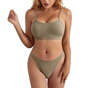 Generisch Donna Sexy Moda Scollo a U Solido Lingerie Biancheria intima Pigiameria Pigiama Giar, cachi, M