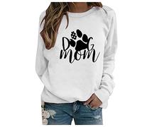 Generisch Donne Casual Maniche Vasi O-Collo Camicetta Lungo Dog Pullom Stampa Camicette Lunghe, bianco, 3XL