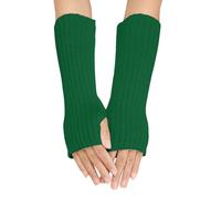 Generisch Donne e inverno tinta unita lana multicolore lunga a righe guanti mezzo dito (verde, taglia unica)