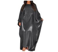Generisch Donne Estate Batwing Maniche Raso Abaya Islam Musulmano Maxi Abito Caftano, Nero , Taglia unica