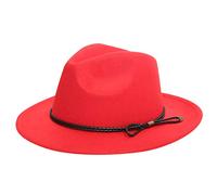 Generisch Donne fragili lana Outback cappello panamahut bordo largo con cintura fratelli Cap, Colore: rosso, Taglia unica
