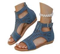 Generisch Donne Grandi Yards Primavera E Con Sandali Femminile Europa E Gli Stati Fibbia Sandali Romani Scarpe Femminili Stivali Donna, Blu, 36 EU