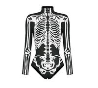 Generisch Donne Manica Lunga Digitale Stampato Cerniera Pelle Stretto Indumenti Cosplay Partito Pagliaccetto Body Abbigliamento per Occasioni Speciali Eventi, f, M