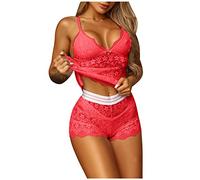 Generisch Donne Pizzo Delizioso Biancheria Da Notte Lamento-Biancheria Intimo Pizzo, Colore: rosso, M