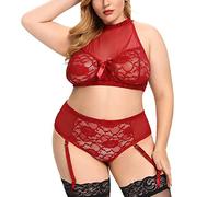 Generisch Donne Pizzo Delizioso Biancheria Da Notte Lamento-Biancheria Intimo Pizzo, Colore: rosso, XXL