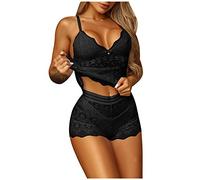 Generisch Donne Pizzo Delizioso Biancheria Da Notte Lamento-Biancheria Intimo Pizzo Frivolo Vestito, Nero , XXL