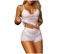 Generisch Donne Pizzo Delizioso Biancheria Da Notte Lamento-Biancheria Intimo Pizzo Frivolo Vestito, bianco, S