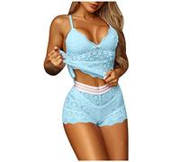 Generisch Donne Pizzo Delizioso Biancheria Da Notte Lamento-Biancheria Intimo Pizzo Frivolo Vestito, Blu, L