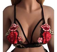 Generisch Donne Ricamate Pizzo Scollo A V Senza Morso Per Le Donne Lingerie 2025 Lingerie Biancheria Intima Con Calze Reggiseno Erotico, Nero , M