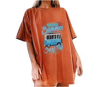 Generisch Donne Top Auto Stampato Modello 2 Divisori Donna Sexy, Colore: arancione., XL