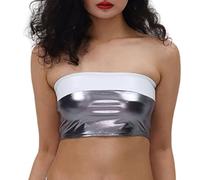 Generisch Donne Top Up Performance Dress Night Club Top Up, argento, M