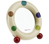 Generisch Dopamin, specchio da tavolo con supporto, specchio cosmetico portatile per tavolo da toeletta e casa, angolo regolabile, bordi lisci, rosso crema bobo, con motivo a pois giocoso