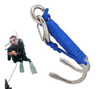 Generisch Doppio Gancio di scogliera per Immersioni - Gancio di Sicurezza in Acciaio con Corda, Design | Gancio subacqueo per Fotografia Subacquea, Strumento affidabile di esplorazione della