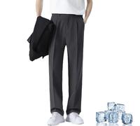 Generisch Dualego EaseMotions Super Stretch Ice Silk Comfort Everyday Pants Fleurosta, pantaloni leggeri da uomo, grigio scuro., M