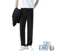 Generisch Dualego EaseMotions Super Stretch Ice Silk Comfort Everyday Pants Fleurosta, pantaloni leggeri da uomo, Nero , M