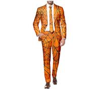 Generisch Due pezzi per uomini con bottoni stampati tasche per una festa festiva in stile Halloween, Colore: arancione., M