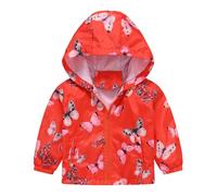 Generisch e ragazze primavera e inverno casual vento stampa giacca leggera con cappuccio come un, Colore: rosso, 12-18 Monate