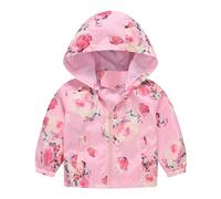 Generisch e ragazze primavera e inverno casual vento stampa giacca leggera con cappuccio come un, Colore: rosa., 4-5 Jahre