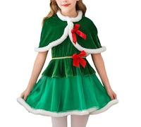 Generisch E top set bambini ragazze albero di Natale sciarpa cosplay abito bikini con 98 ragazze (verde, 7-8 anni)
