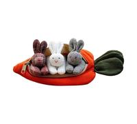 Generisch Easter -and S unny Set | 3 Plush Rabbits in Carrot Zipper Pouch | Surprise Stuffed Animals Unzip Toy | Spring for Kids