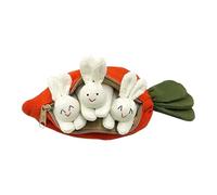 Generisch Easter -and S unny Set | 3 Plush Rabbits in Carrot Zipper Pouch | Surprise Stuffed Animals Unzip Toy | Spring for Kids