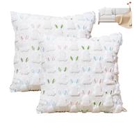 Generisch Easter Pillow Covers - 18 pollici Bunny Spring Pillowcase | 2 pezzi Rabbit Pillowcase for Sofa Chair Bed Living Room Bedroom Home Patio Holiday, Foster A Joyful and Celebratory Mood