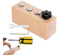 Generisch Educational Screw-Tightening Busy Board with Wooden Screwdriver Set, Fine Motor Skills Learning Toy for Toddlers, Hand-Eye Coordination Practice Board (4 Holes)