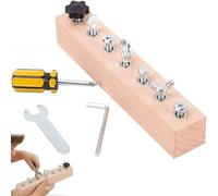 Generisch Educational Screw-Tightening Busy Board with Wooden Screwdriver Set, Fine Motor Skills Learning Toy for Toddlers, Hand-Eye Coordination Practice Board (7 Holes)
