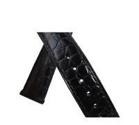 Generisch EDVTK35, cinturino doppio in pelle di coccodrillo, 18 mm, 19 mm, 20 mm, 21 mm, 22 mm, 23 mm, 24 mm, di lusso, cinturini per orologi (Black Strap, 19 MM_WITH SILVER BUCKLE)