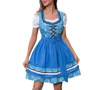 Generisch Elegante abito cosplay, abito da cortile, con design con lacci, elementi di bustino medievale, costume da donna per feste di Halloween (blu, XL)