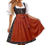 Generisch Elegante abito Dirndl senza maniche con grembiule per la festa tradizionale della birra, design rustico del villaggio, taglio sciancrato, tessuto pregiato, ideale per le vacanze, abito