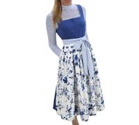 Generisch Elegante abito tradizionale da donna con grembiule, per feste della birra, cosplay, stile elegante pizzo, chiusura a tre bottoni, indossabile tutto l'anno, Blu, L